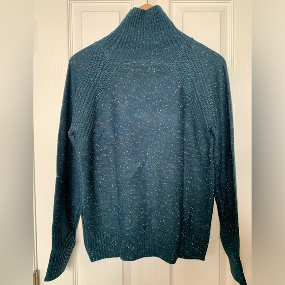 NWT Orwya Blue mock neck sweater with gold flecks, M (fits like an S) - Picture 7 of 10